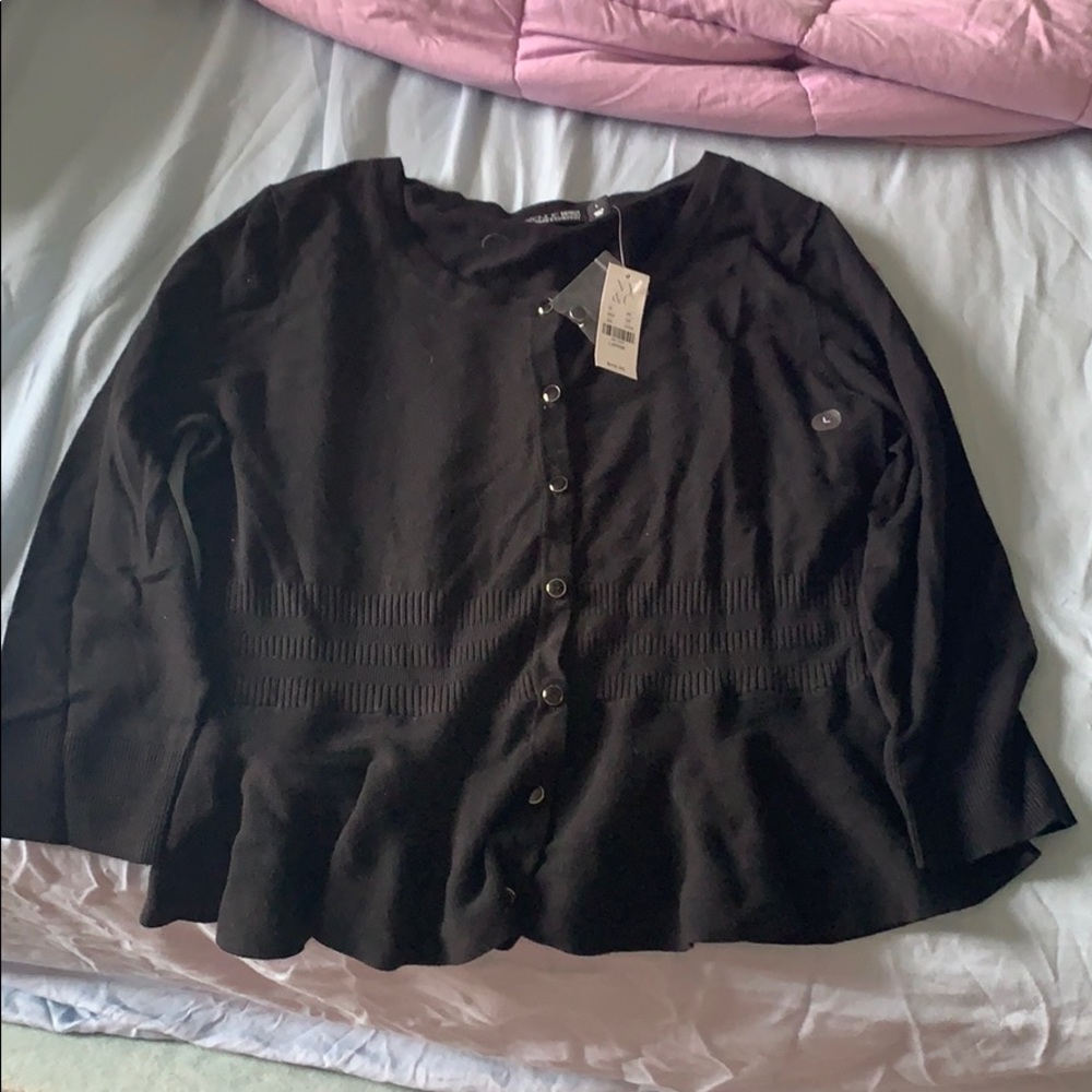 NWT New York & company black peplum cardigan sz L